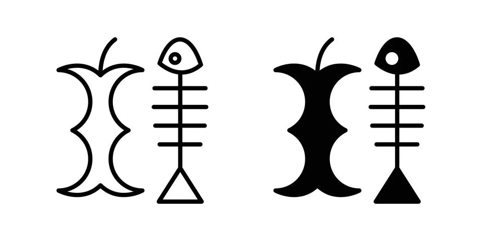 Organic waste icon vector template set in black Stock Illustration