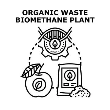 Organic waste processing biogas plant generating clean energy Stock Illustration