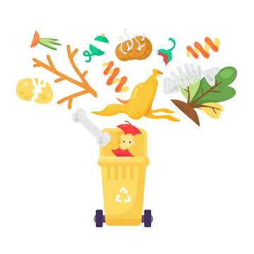 Organic Waste Recycling Cartoon Solid Container Stock Illustration