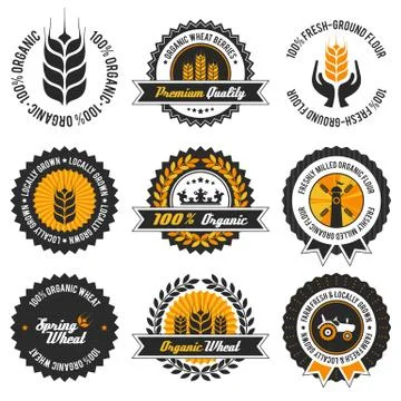Organic wheat label set Stock Illustration