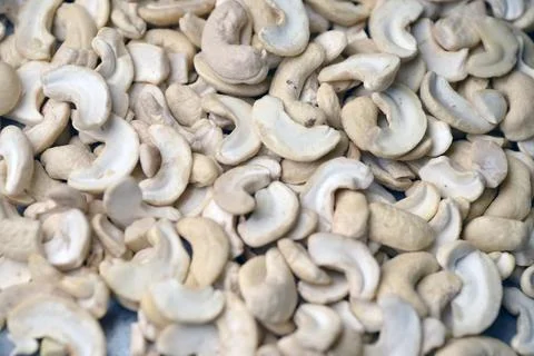 Organic Whole Cashew Kernel Texture Healthy Dry Fruit Full Frame Background Foto stock