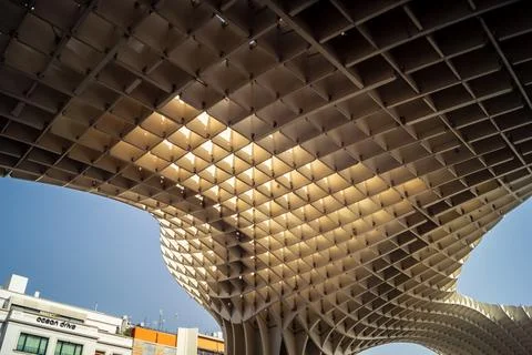 Organic Wooden Architecture and Waves of Las Setas in Seville Stock Photos