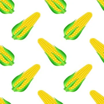 Organic Yellow Fresh Corn Pattern. Natural Gold Sweet Food. Summer Golden Stock Illustration