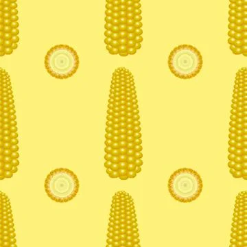 Organic Yellow Fresh Corn Pattern. Natural Gold Sweet Food Background Stock Illustration