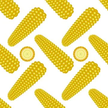 Organic Yellow Fresh Corn Pattern. Natural Gold Sweet Food Background. Summer Stock Illustration