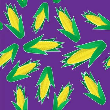 Organic Yellow Fresh Corn Pattern. Natural Gold Sweet Food Background. Seed Stock Illustration