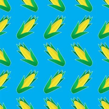Organic Yellow Fresh Corn Pattern. Natural Gold Sweet Food Background. Summer Stock Illustration