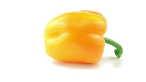 Organic Yellow Pepper 360 degree turning on the white background. Full HD loop Stock Footage 74480980