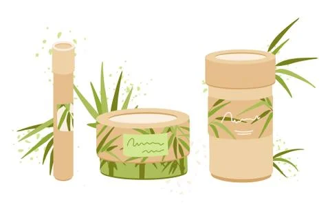 Organic Zero Waste Reusable packaging, paper box, Eco-friendly Natural Bamboo Stock Illustration