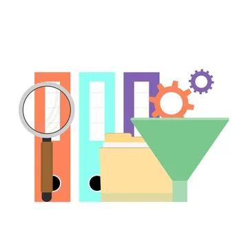 Organisation and sorting data files, filter for infoflow Stock Illustration