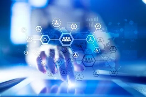 Organisation structure chart, people's communication network. HR, Human Stock Photos