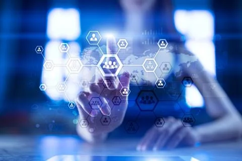 Organisation structure chart, people's communication network. HR, Human Stock Photos
