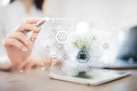 Organisation structure chart, people's communication network. HR, Human Stock Photos