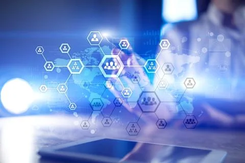 Organisation structure chart, people's communication network. HR, Human Stock Photos