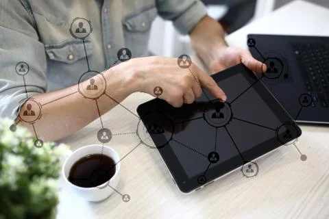 Organisation structure. People's social network. Business and technology concept Stock Photos