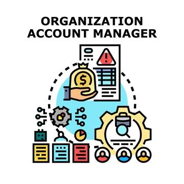 Organization account manager managing customer relationships financial growth Ilustração Stock
