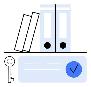 Organization and Security Concept with Documents, Key, and Checkmark Stock Illustration