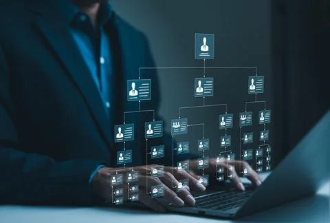 Organization chart and hierarchy structure employees in the company with de.. Foto stock