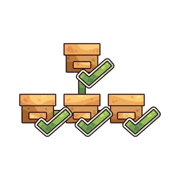 Organization chart with checkmarks illustration Stock Illustration