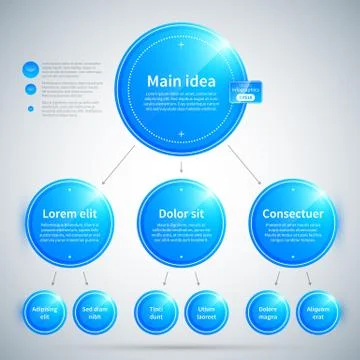 Organization chart with colorful glossy elements. Useful for presentations or 스톡 일러스트