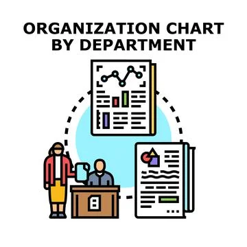 Organization chart by department structuring business management Stock Illustration