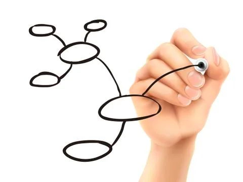 Organization chart drawn by 3d hand Stock Illustration