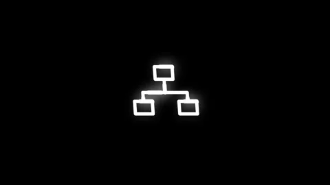 Organization Chart Line Icon Animation Loop Black Background Stock Footage 340190790
