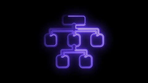 Organization chart structure animation glowing neon flowchart presentation .. Stock Footage 312329948