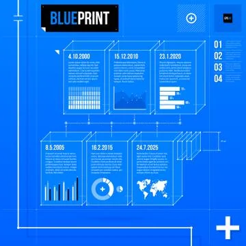 Organization chart template in blueprint style. EPS10 Stock Illustration
