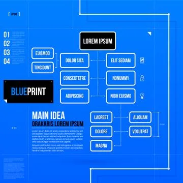 Organization chart template in blueprint style. EPS10 Stock Illustration