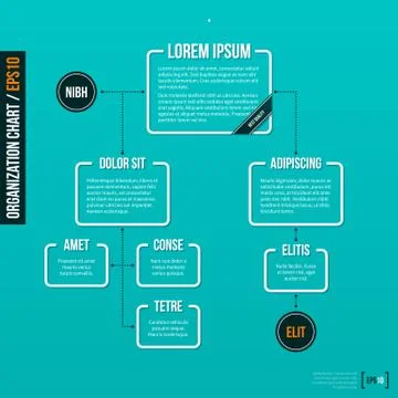 Organization chart template on turquoise background. EPS10. Stock Illustration