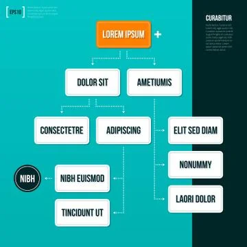 Organization chart template on turquoise background. EPS10. Stock Illustration