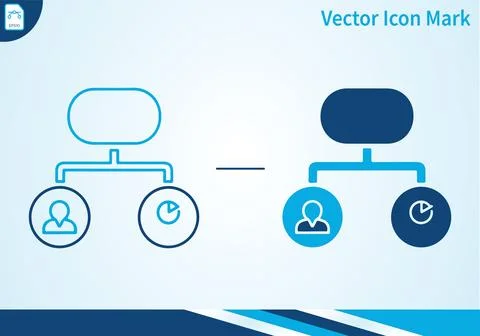 Organization chart vector icon mark with filled and outline styles. Illustrazione stock