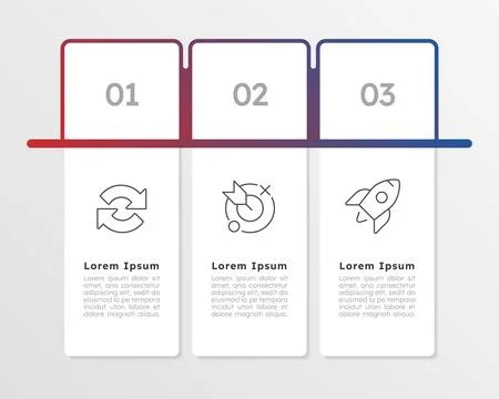 Organization core values update blue gradient infographic 3 steps Illustrazione stock