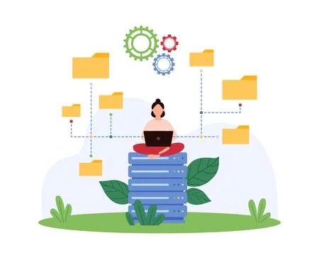 Organization of data for storage, structure and management of archives by tiny 스톡 일러스트