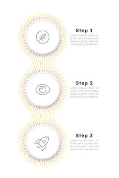 Organization development round vertical timeline infographic 3 steps イラスト素材