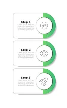 Organization development rounded green vertical infographic 3 steps Stock Illustration