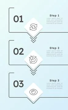 Organization development tiles vertical timeline infographic 3 steps Stock Illustration