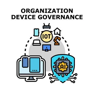 Organization device governance automating smart cyber security Stock Illustration