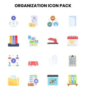 Organization Flat Collection Icons Pack 스톡 일러스트