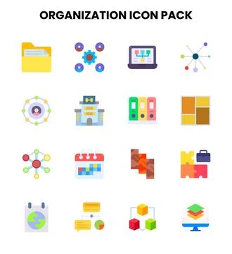 Organization Flat Collection Icons Pack Illustrazione stock