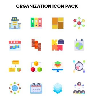Organization Flat Design Icons Pack Illustrazione stock