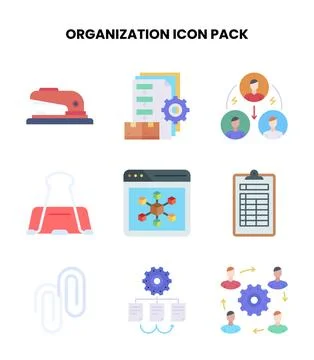 Organization Flat Scalable Icons Pack Stock Illustration