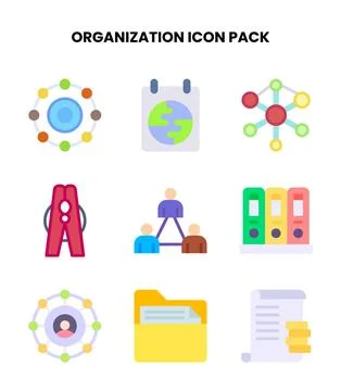 Organization Flat Scalable Icons Pack 스톡 일러스트