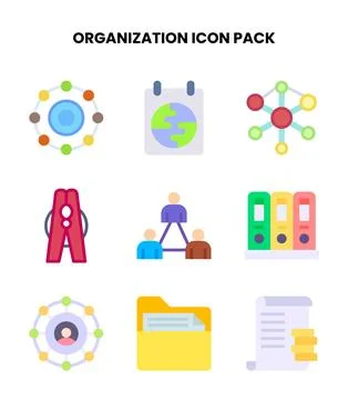 Organization Flat Scalable Icons Pack Stock Illustration