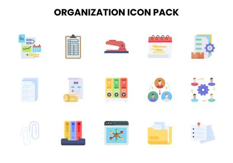 Organization Flat Set Icons Pack 스톡 일러스트