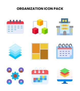 Organization Flat Set Icons Pack Illustrazione stock