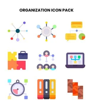 Organization Flat Set Icons Pack Stock Illustration