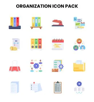 Organization Flat Set Icons Pack Stock Illustration