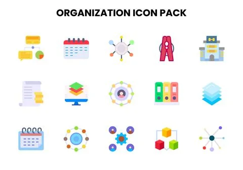 Organization Flat SVG Icons Pack Illustrazione stock